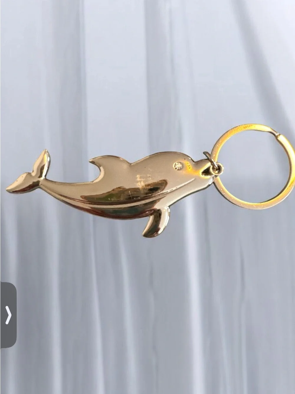 Gold Dolphin Keychain Charm - Pets Fish Accessory